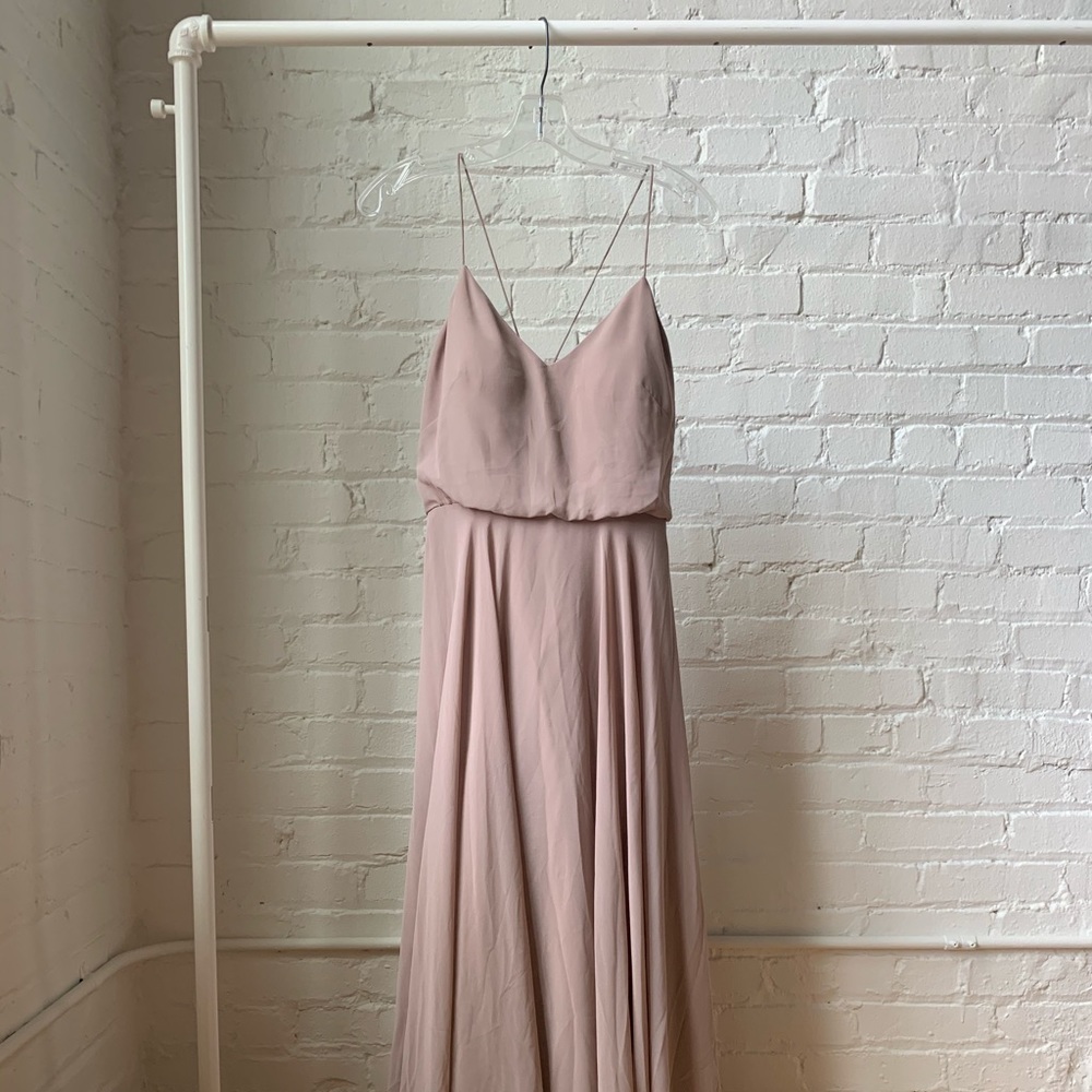 Jenny Yoo Inesse Chiffon Dress in Whipped Apricot